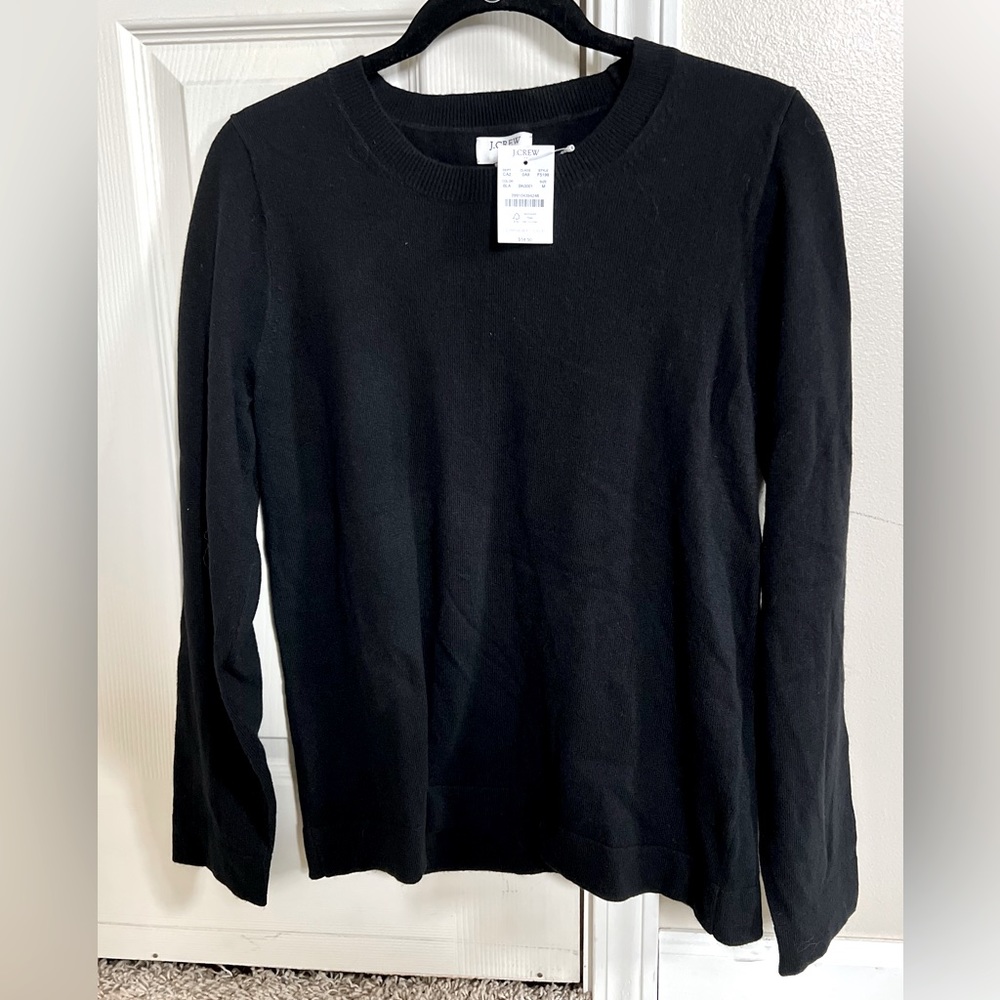 NWT J.Crew Teddie Sweater. Black, size medium.